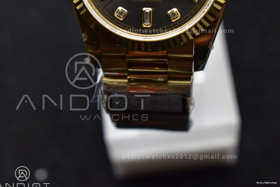 Diamond with Steel YG V5 Dial Bracelet vr3255 36 Grey 698 on 904L Square Edition Sophisticated DayDate Best Weight) QF President (Gain 0213